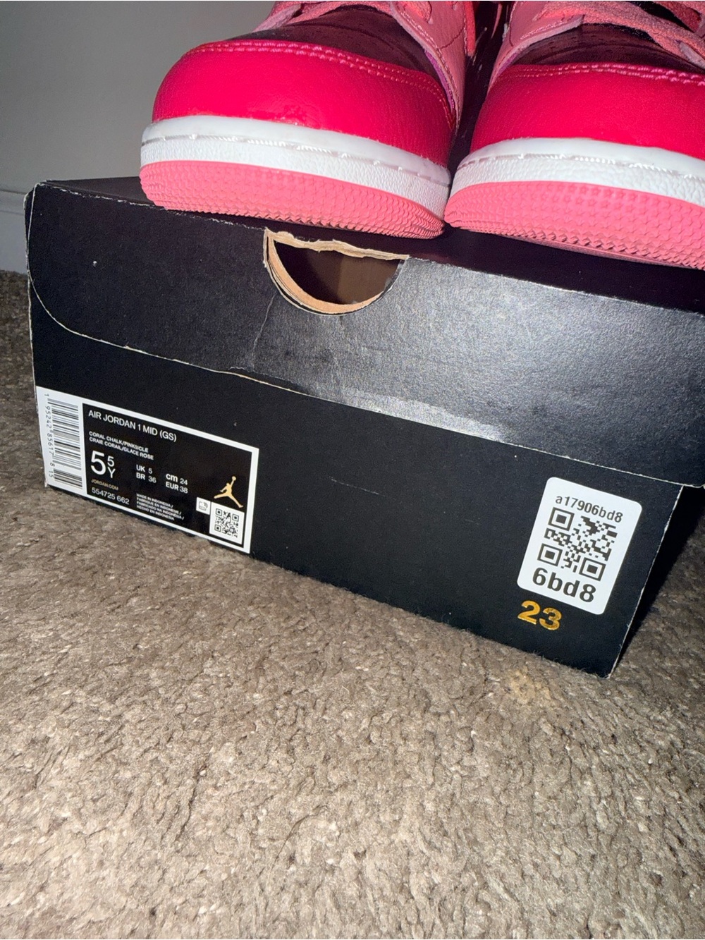 Jordan Kids Hot Pink and Light Pink Sneakers